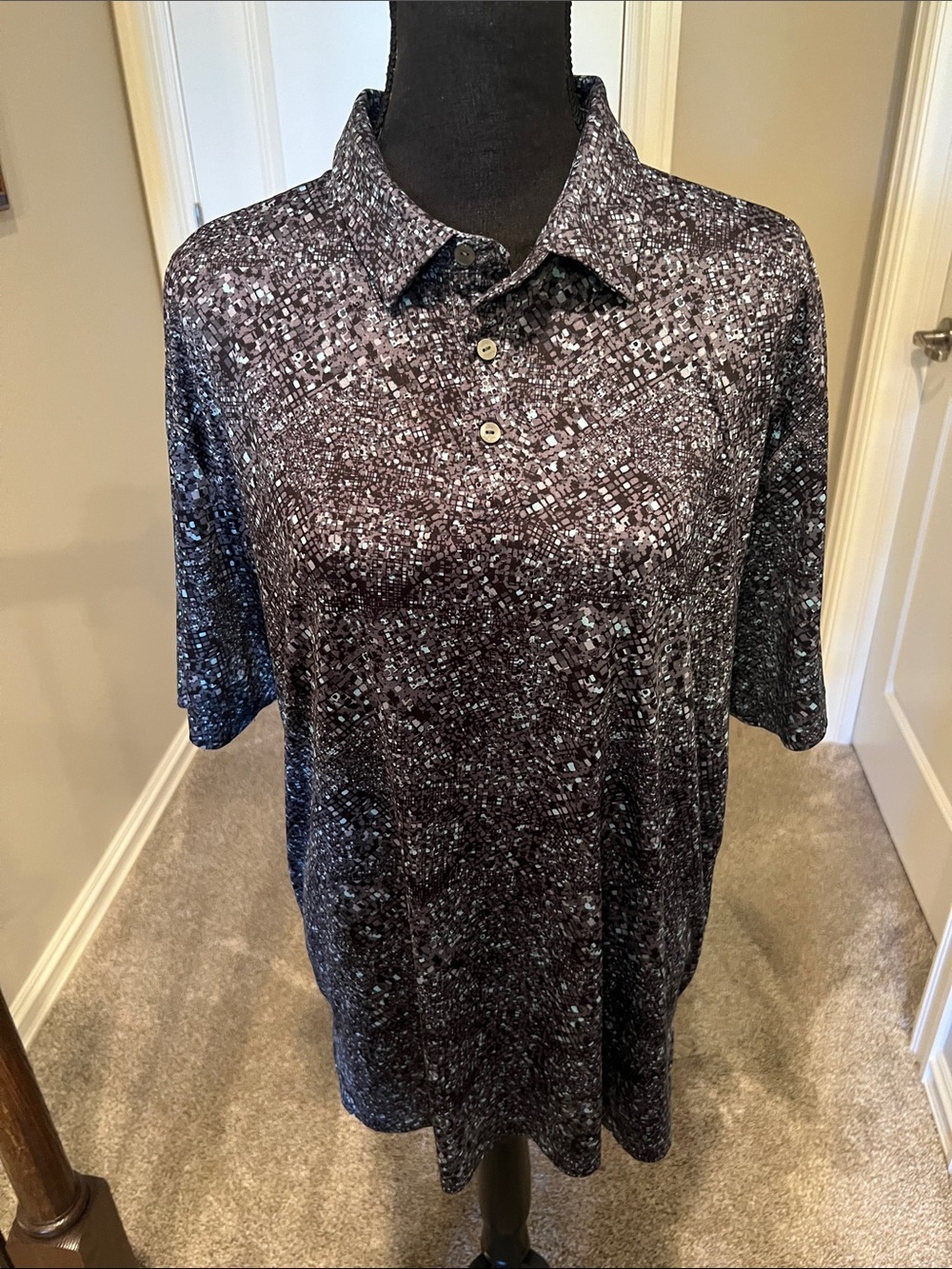 Ben Hogan Black Polo with White Speckle Print